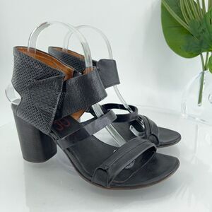 A.S 98 Sandals Women's Size 38 7.5 Black Leather Gladiator Heel Ankle Strap